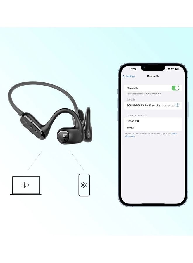 ساوند بيتس - رن فري لايت سماعات بلوتوث رياضية، سماعات اذن مفتوحة أسود - Image 1