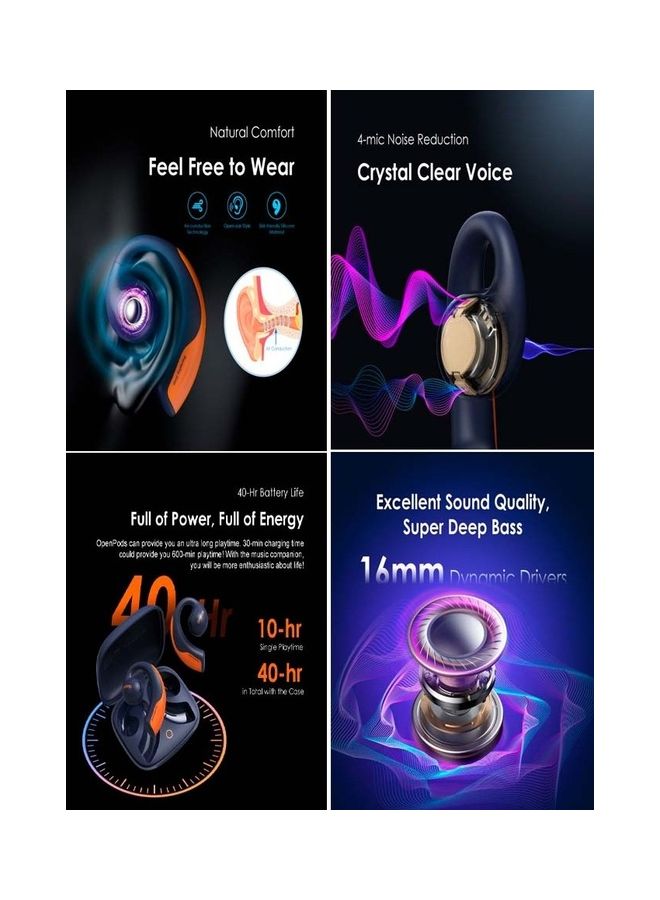 Oraimo - OpenPods 40Hr Long Playtime IPX5 4-Mic Noise Reduction Open-Ear True Wireless Earphones Blue - Image 1