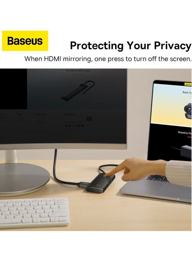 Baseus - Baseus Lite Series 5-Port Type-C HUB Docking Station (Type-C to HDMI+USB3.0 * 3+PD) Black - Image 1