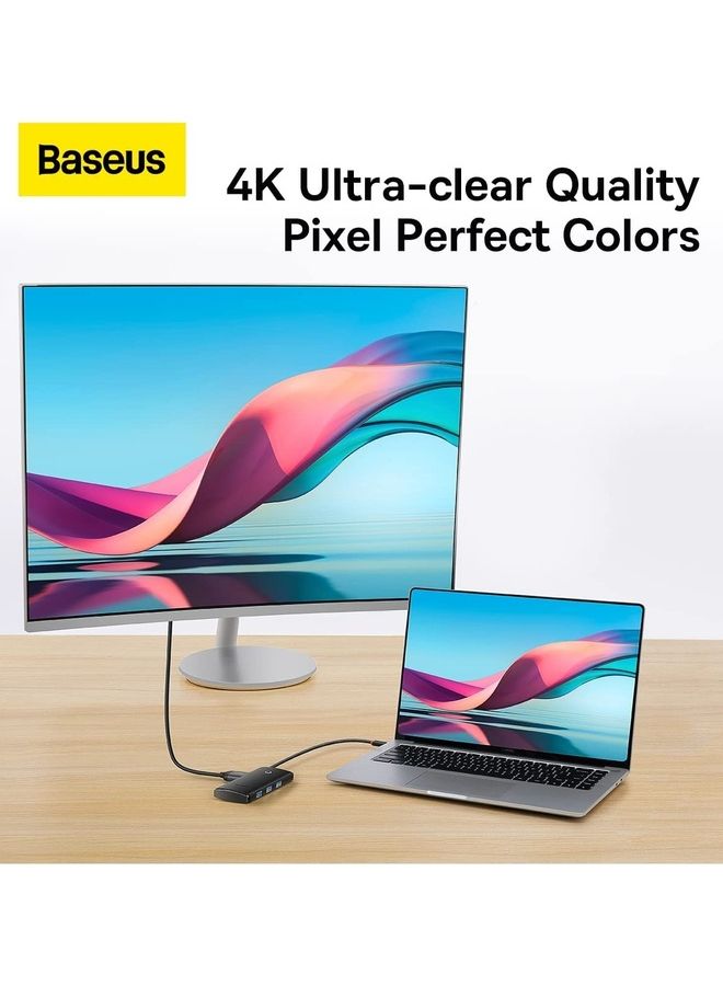 Baseus - Baseus Lite Series 5-Port Type-C HUB Docking Station (Type-C to HDMI+USB3.0 * 3+PD) Black - Image 1