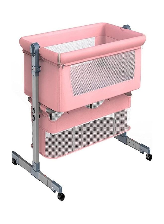 Baby love Movable Crib Foldable Height Adjustment Baby Cradle Bed - Pink 33-006-14P  - Image 3