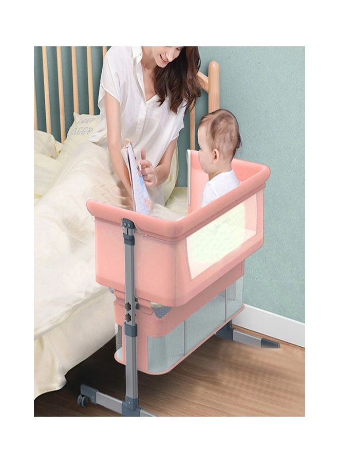 Baby love Movable Crib Foldable Height Adjustment Baby Cradle Bed - Pink 33-006-14P  - Image 5