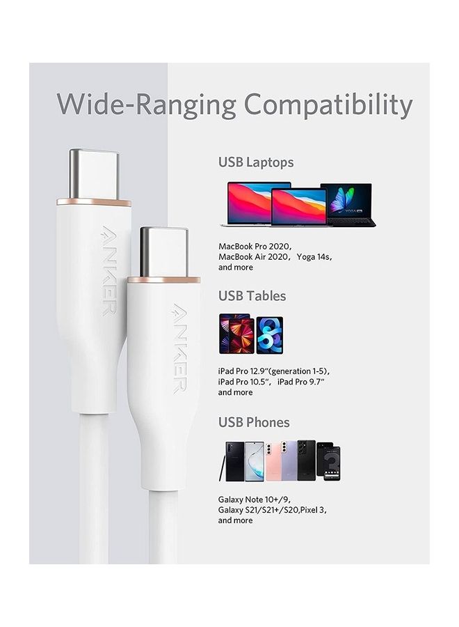 PowerLine III Flow USB C To USB C Cable 100W 6Ft White