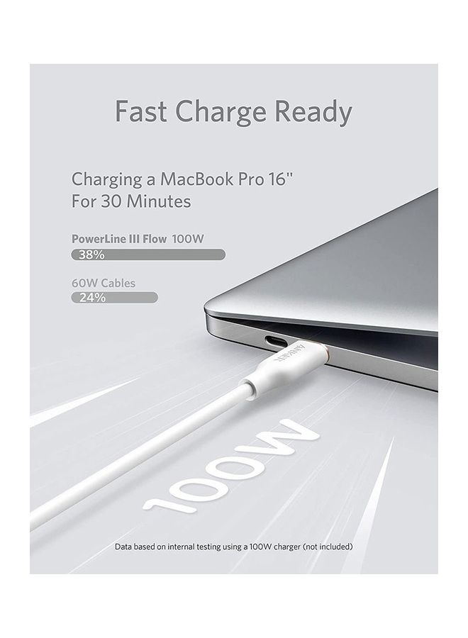 PowerLine III Flow USB C To USB C Cable 100W 6Ft White