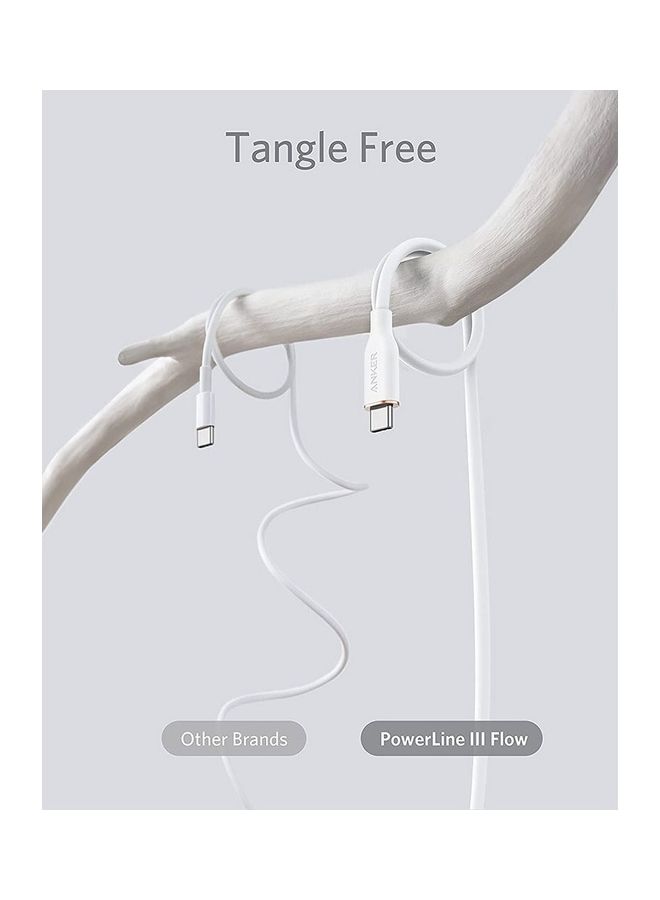 PowerLine III Flow USB C To USB C Cable 100W 6Ft White