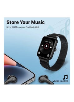 PROMATE Bluetooth 5.3 Health and Fitness Tracker with Media Storage, 1.78 AMOLED Display, 20 Day Battery Life, 37 Sports Modes and IP68 Water Resistance for iPhone 14, Galaxy S22, ProWatch-M18 BLACK  - Image 3