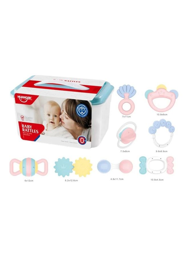 HUANGER He0128 Round Shape Infant Teeth And Rattle Non-Toxic Cheaper Plastic Baby Rattle Set - Image 1