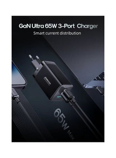 JOYROOM GaN Ultra EU Plug 65W 2 Type C Ports 1 USB A Ports Fast Charger 100W C To C Cable 1.2M Wall Compatible With Laptop MacBook Pro Air Dell XPS iPhone 14 iPad Pro Galaxy S23 Pixel 7 SteamDeck Black  - Image 3
