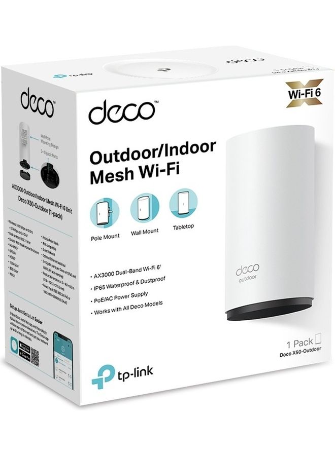 TP-LINK - Deco Outdoor Mesh Wi-Fi (Deco X50-Outdoor), AX3000 Dual Band Wi-Fi 6 Mesh, 2 Gigabit PoE Ports, 802.3at PoE+, Weatherproof, Works with All Deco Mesh Wi-Fi White - Image 1