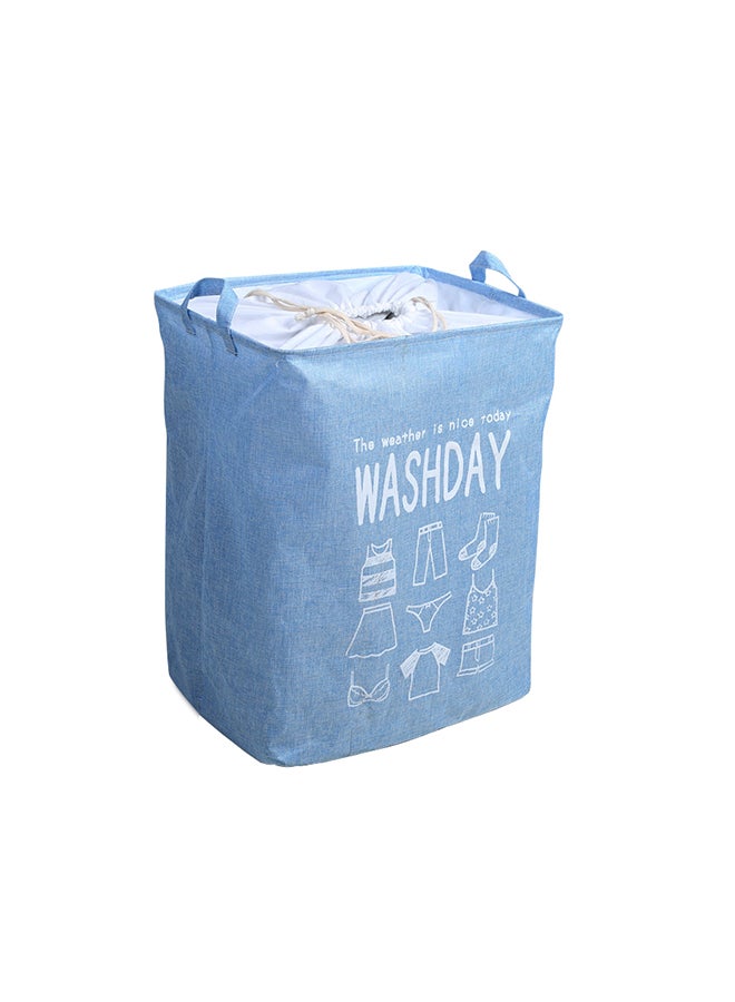 Collapsible Printed Laundry Basket Waterproof With Handles Storage Bag Blue 43x32x53cm - Image 1