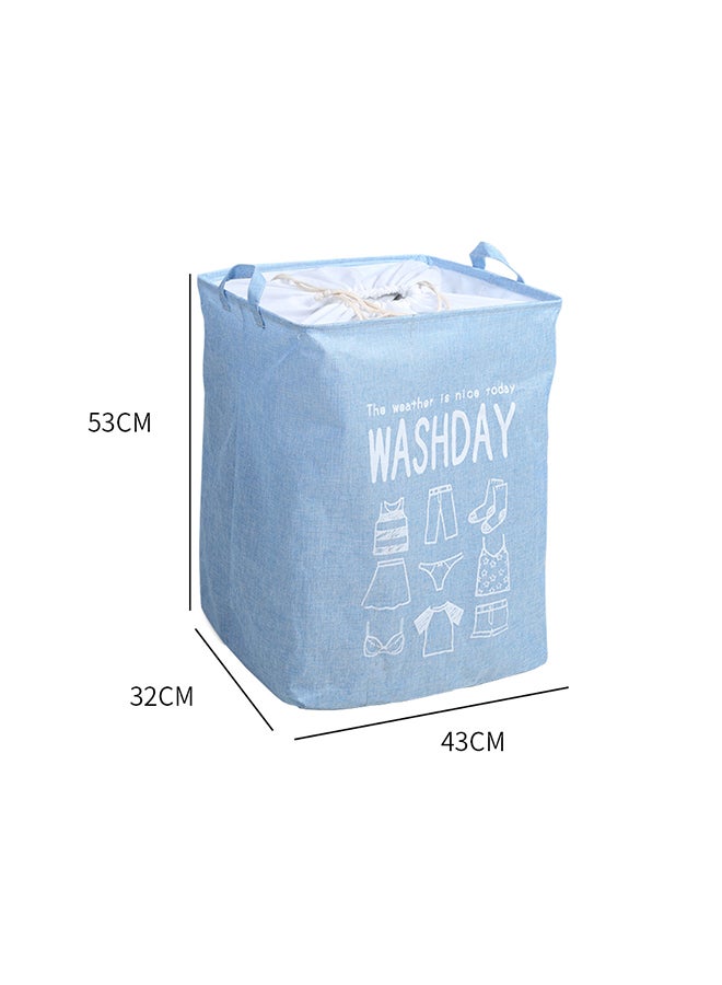 Collapsible Printed Laundry Basket Waterproof With Handles Storage Bag Blue 43x32x53cm - Image 2