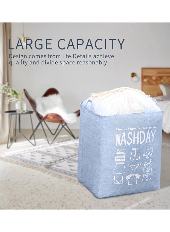 Collapsible Printed Laundry Basket Waterproof With Handles Storage Bag Blue 43x32x53cm - Image 3