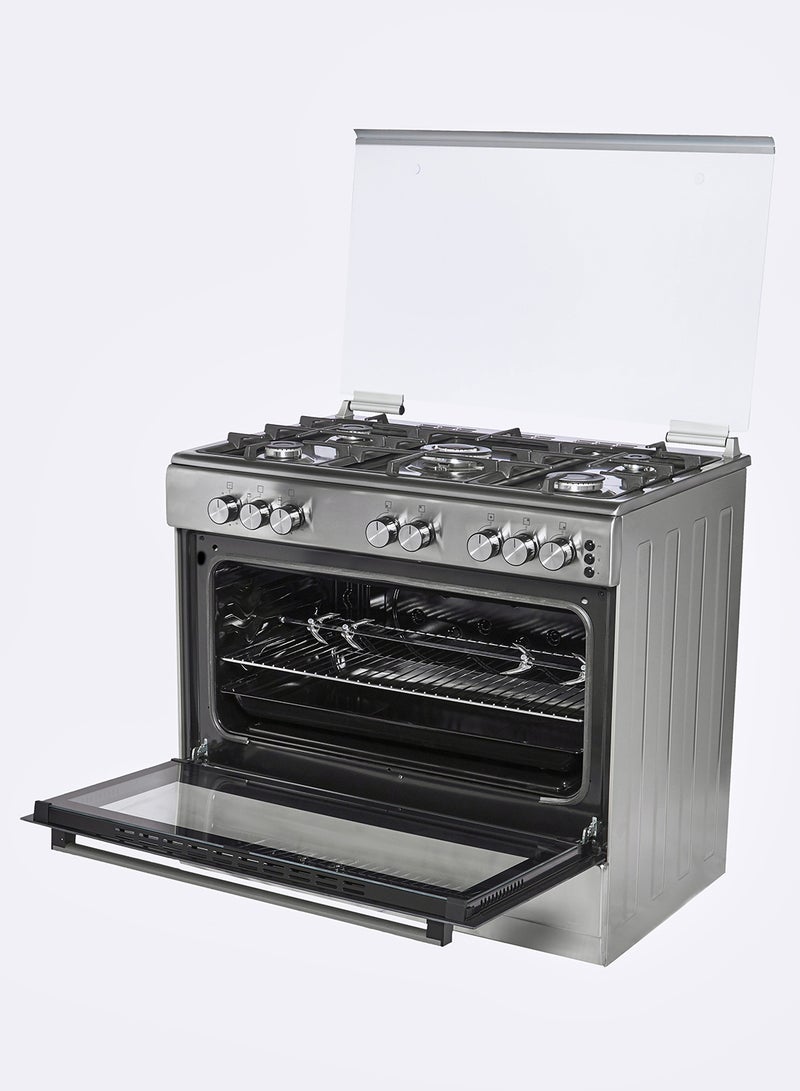 60x90 Gas Cooker Cast Iron Pan Support  Auto Ignition Full Safety 1 Year Warranty ADGC9060ASF Silver