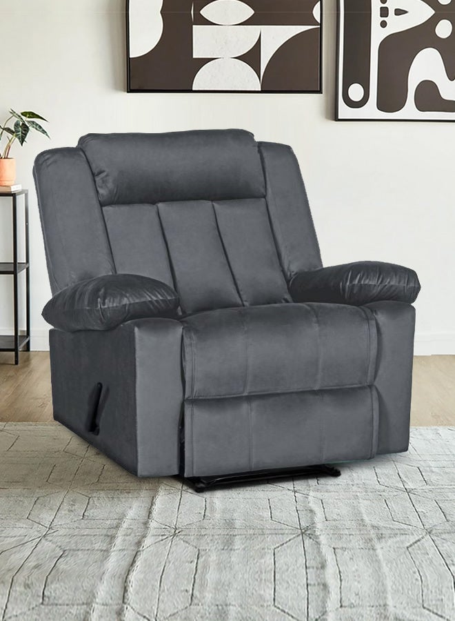 ريغال إن هاوس كرسي استرخاء ثابت منجد بالمخمل مع وضعية سرير رمادي 90x95x80سم  - Image 5