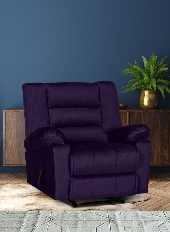 Velvet Upholstered Classic Recliner Chair With Bed Mode Dark Purple 90x100x80cm - v1683547395/N51072975A_13