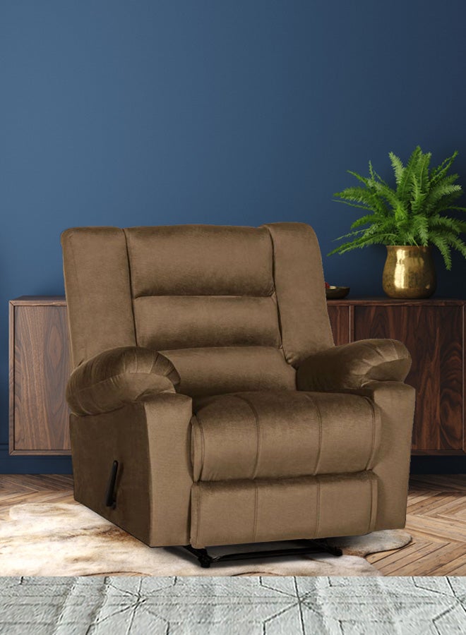 NICE Velvet Upholstered Classic Recliner Chair With Bed Mode Light Brown 90x100x80cm - Image 5