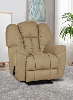 Linen Upholstered Rocking and Rotating Recliner Chair With Bed Mode Beige 90x100x80cm - v1683554699/N51073212A_13