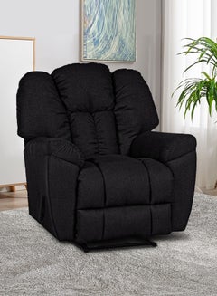 PENHALIGON'S Linen Upholstered Rocking and Rotating Recliner Chair With Bed Mode Black 90x100x80cm  - Image 5