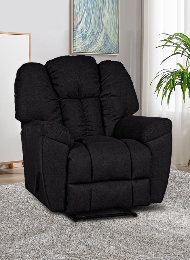 PENHALIGON'S - Linen Upholstered Rocking and Rotating Recliner Chair With Bed Mode Black 90x100x80cm - Image 1
