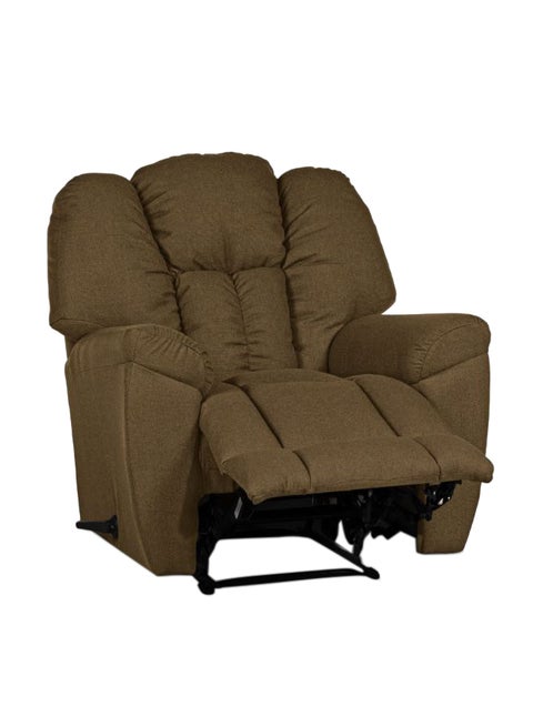 Linen Upholstered Rocking and Rotating Recliner Chair With Bed Mode Brown 90x100x80cm