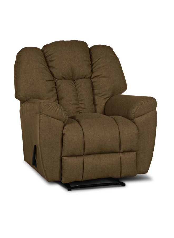 Linen Upholstered Rocking and Rotating Recliner Chair With Bed Mode Brown 90x100x80cm