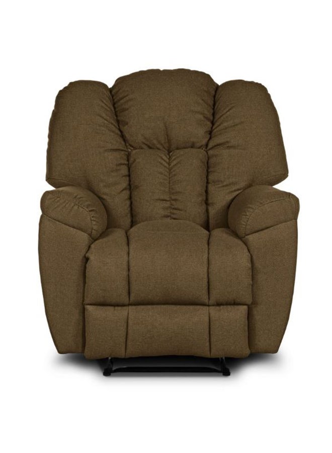 Linen Upholstered Rocking and Rotating Recliner Chair With Bed Mode Brown 90x100x80cm