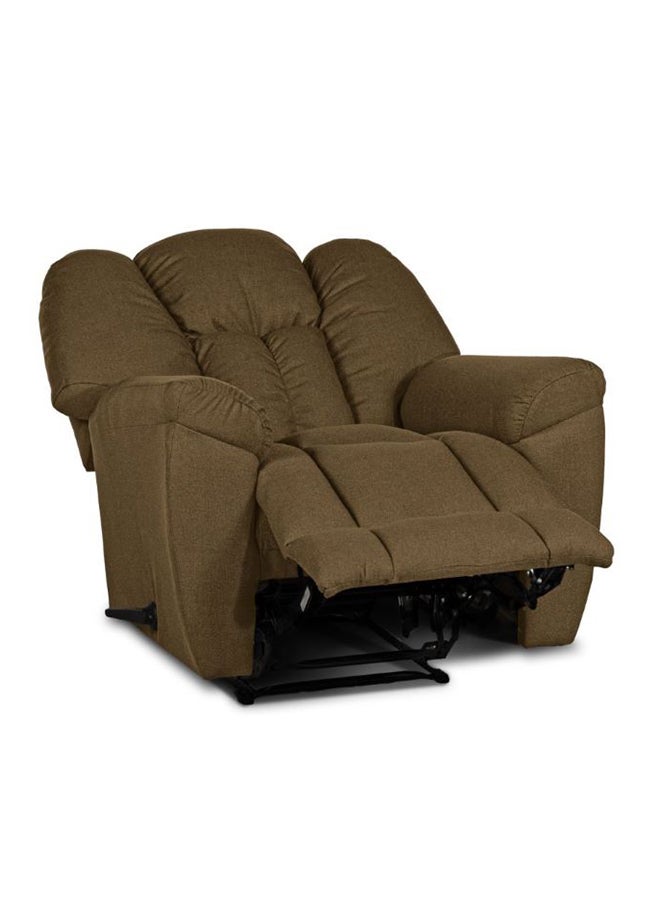 Linen Upholstered Rocking and Rotating Recliner Chair With Bed Mode Brown 90x100x80cm