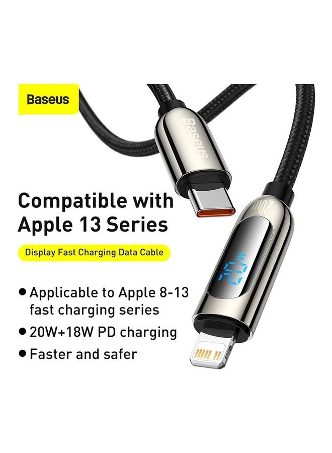 Baseus - USB C to Lightning Cable, 20W PD Type C to Lightning Cord with LED Display Compatible with iPhone 14 Pro Max 13/13 Pro 12 Pro Max 12 11 X XS XR 8 Plus, AirPods Pro, Supports Power Delivery 2M Black - Image 1