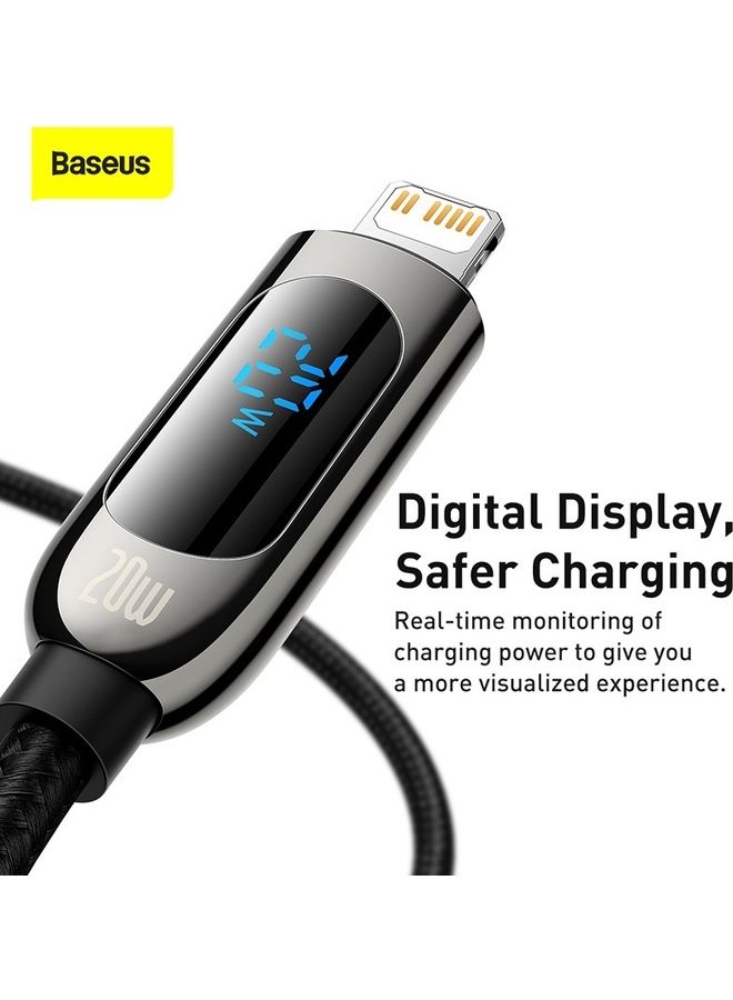 Baseus - USB C to Lightning Cable, 20W PD Type C to Lightning Cord with LED Display Compatible with iPhone 14 Pro Max 13/13 Pro 12 Pro Max 12 11 X XS XR 8 Plus, AirPods Pro, Supports Power Delivery 2M Black - Image 1