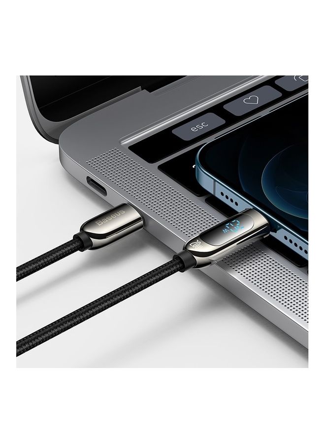 Baseus - USB C to Lightning Cable, 20W PD Type C to Lightning Cord with LED Display Compatible with iPhone 14 Pro Max 13/13 Pro 12 Pro Max 12 11 X XS XR 8 Plus, AirPods Pro, Supports Power Delivery 2M Black - Image 1