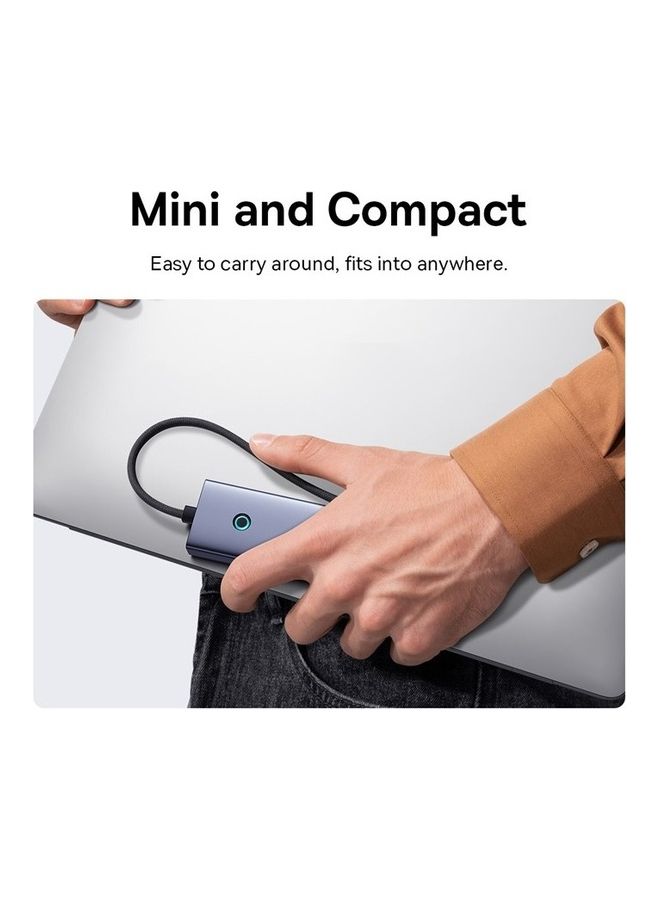 Baseus - USB-C Hub (4-in-1) with RJ45 Ethernet, 3 USB-A 3.0, 5Gbps Data Ports, for MacBook Air, MacBook Pro, XPS, Huawei MateBook and other Type-C port devices Grey - Image 1
