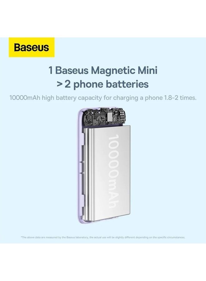 10000 mAh MagSafe Portable Charger, 10000mAh Wireless Magnetic Power Bank with 20W PD Type-C Cable, Slim Compact Battery Pack for iPhone 16/16 Pro/16 Pro Max, iPhone 15/14/13/12 Series, Fast Charging MagSafe-Compatible Charger for All Wireless Devices Purple
