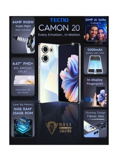 TECNO Camon 20 Dual SIM Glacier Glow 8GB RAM 256GB 4G - Middle East Version  - Image 2