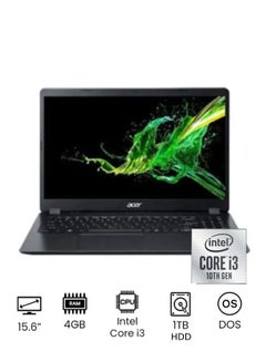 A315-56-34W3 Laptop With 15.6-Inch LCD FHD Display, Core i3 Processor/4GB RAM/1TB HDD/DOS(Without Windows)/Intel UHD Graphics English/Arabic Shale Black