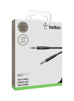 belkin Mixit 1.2mm 4FT  Braided Aux Cable Male To Male Lead Auxiliary Jack For iPhone Samsung Car Home Stereos Headphones Speaker Black  - Image 2