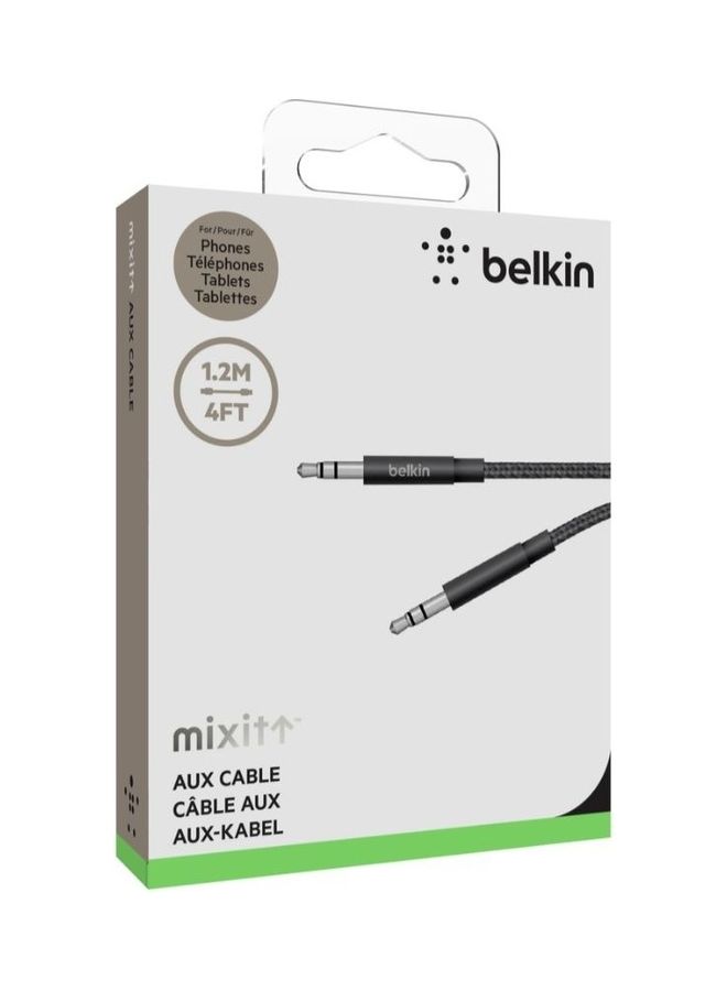 belkin Mixit 1.2mm 4FT  Braided Aux Cable Male To Male Lead Auxiliary Jack For iPhone Samsung Car Home Stereos Headphones Speaker Black  - Image 2