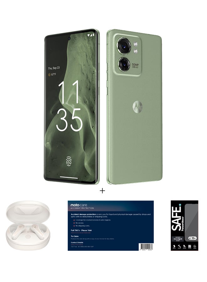 Motorola - Motorola Edge 40 Dual SIM Nebula Green 8GB RAM 256GB 5G with Anker Buds, Panzer Glass and Damage Insurance - Middle East Version - Image 1