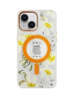 Case For Apple iPhone 13 Romantique Floral Design Fashion Flower Compatible With MagSafe And Wireless Charging Cover Yellow