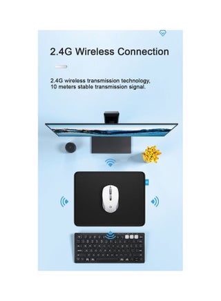 ماوس USB لاسلكي S1000 Plus، دونجل لاسلكي 2.4 جيجا هرتز، حتى 1600 نقطة في البوصة، مستشعر بصري، تصميم يمكن استخدامه بكلتا اليدين، نقرات صامتة - view 5