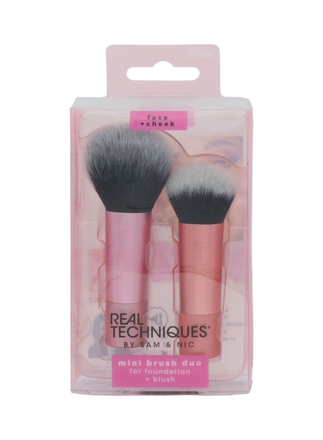 REAL TECHNIQUES - Mini Brush Duo For Foundation Plus Blush Multicolour - Image 1