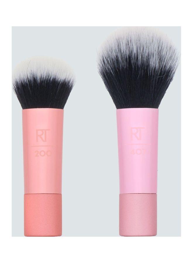 REAL TECHNIQUES - Mini Brush Duo For Foundation Plus Blush Multicolour - Image 1