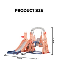 XIANGYU 3-In-1 Anti Skid Swing And Slide With Basketball Hoop, Rabbit - Pink 143X140X110cm  - Image 4