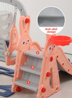 XIANGYU 3-In-1 Anti Skid Swing And Slide With Basketball Hoop, Rabbit 143X140X110cm  - Image 4