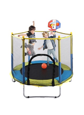 5.5 Feet Kids Jumping Trampoline With Net Enclosure 140x140x120cm - v1683720434/N39365912A_1
