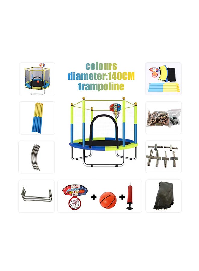 5.5 Feet Kids Jumping Trampoline With Net Enclosure 140x140x120cm