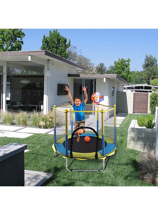 5.5 Feet Kids Jumping Trampoline With Net Enclosure 140x140x120cm