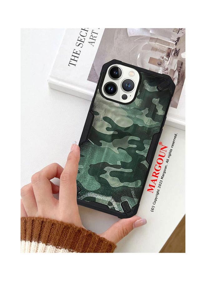 MARGOUN Apple iPhone 13 Pro Max Shockproof Camouflage Military Grade Drop Tested Phone Case Olive Green/Black - Image 2