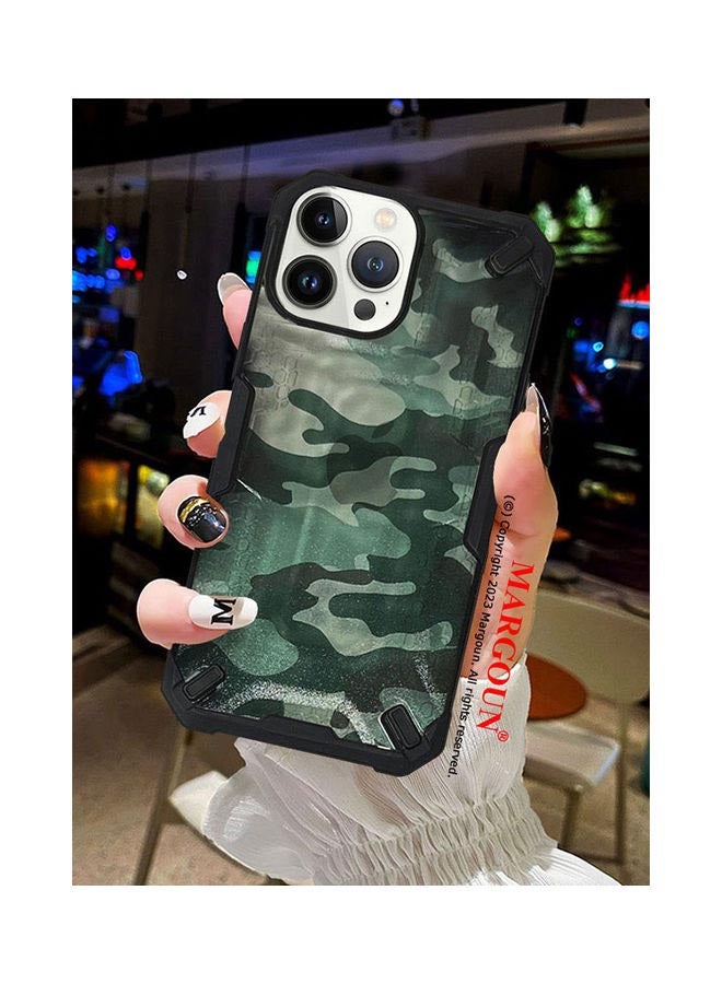 MARGOUN Apple iPhone 13 Pro Max Shockproof Camouflage Military Grade Drop Tested Phone Case Olive Green/Black - Image 3