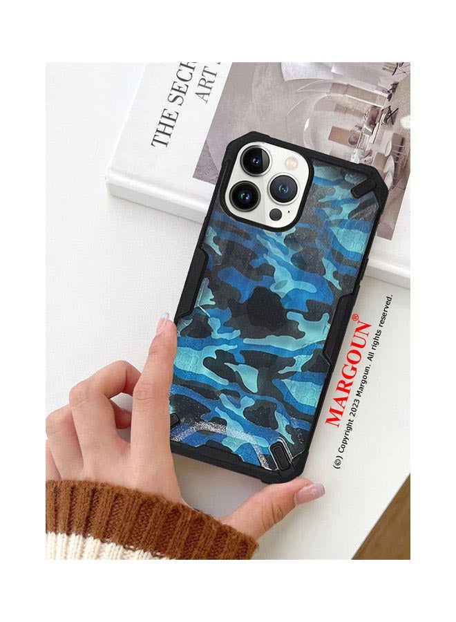 MARGOUN Apple iPhone 13 Pro Shockproof Camouflage Military Grade Drop Tested Phone Case Blue/Black - Image 2