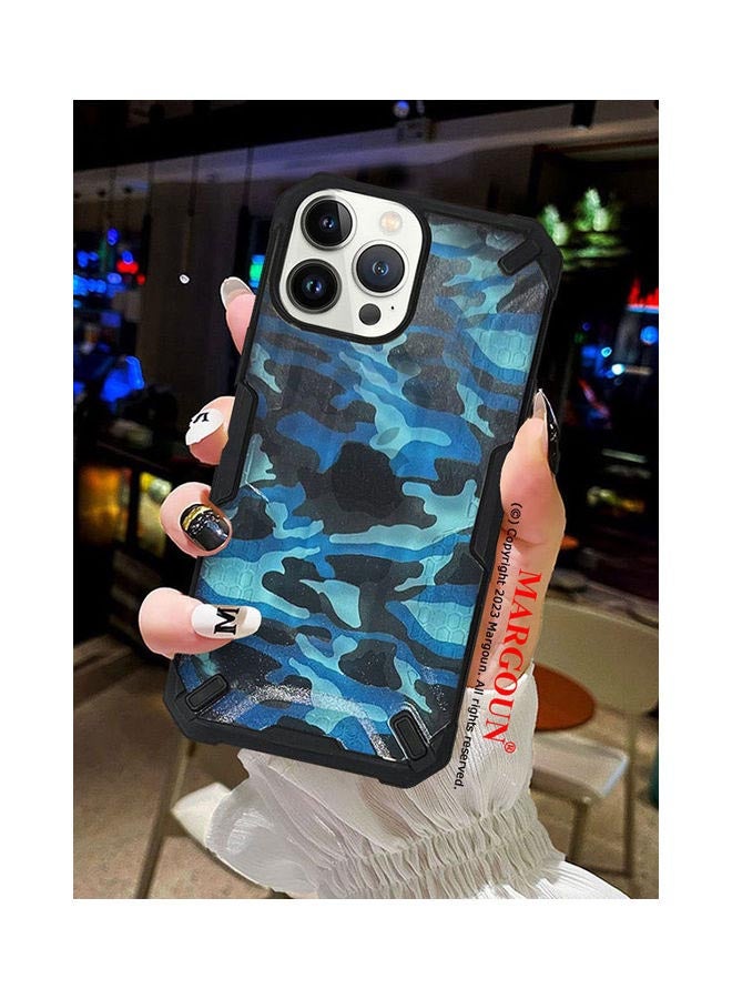 MARGOUN Apple iPhone 13 Pro Shockproof Camouflage Military Grade Drop Tested Phone Case Blue/Black - Image 3